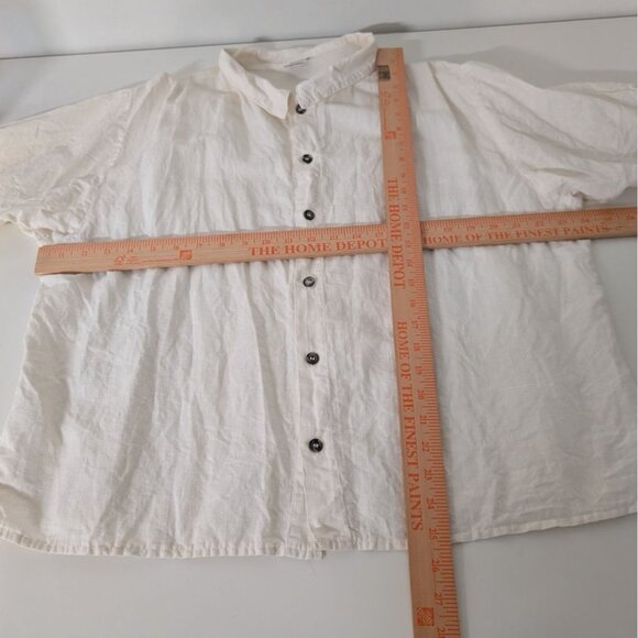 CP Shades Linen Cotton Shirt Womens Size Large White Button Front Short Sleeve - Picture 11 of 13